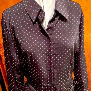 Eva Mendes shirtwaist dress with red polka dots